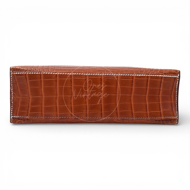 [Pre-owned] Hermes Mini Kelly Pochette Crocody Niloticus Gold Matte PHW Stamp Square J-7