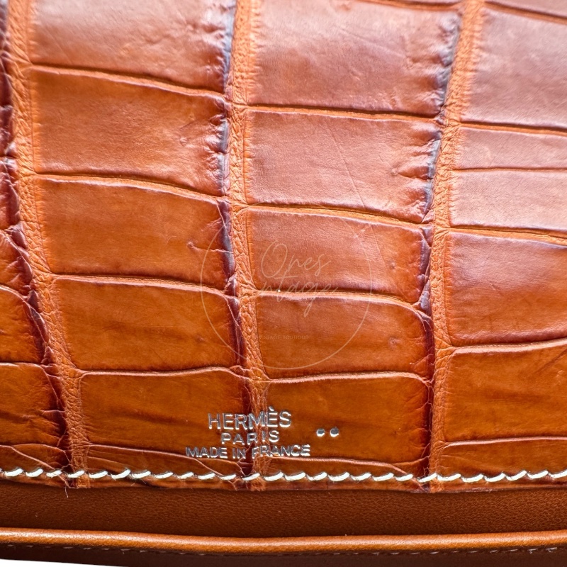 [Pre-owned] Hermes Mini Kelly Pochette Crocody Niloticus Gold Matte PHW Stamp Square J-14