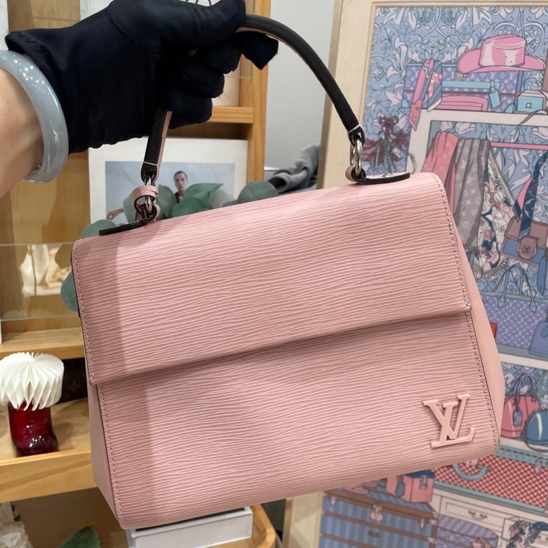 【近新閒置品】Louis Vuitton 路易威登cluny bb粉色水波紋手提包氣質高雅-0
