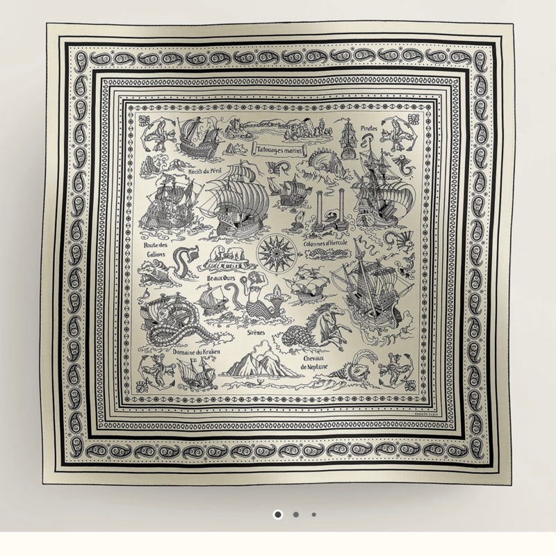 全新愛馬仕Hermes 140圍巾絲巾 (黑白色款)Blanc / Noir-1