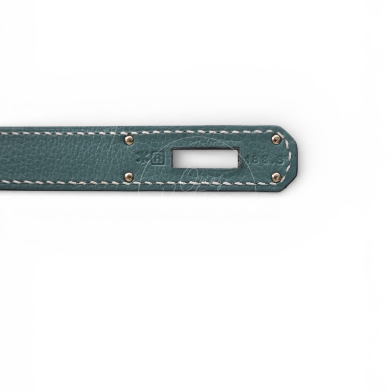 [Pre-owned] Hermes Kelly Ghillies 32 Turquoise Doblis Suede Clemence Evercolor Tricolour PHW Bag-5