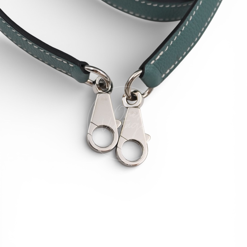 [Pre-owned] Hermes Kelly Ghillies 32 Turquoise Doblis Suede Clemence Evercolor Tricolour PHW Bag-18
