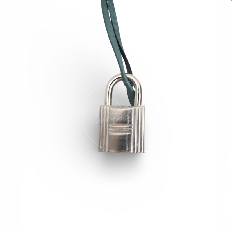 [Pre-owned] Hermes Kelly Ghillies 32 Turquoise Doblis Suede Clemence Evercolor Tricolour PHW Bag-26