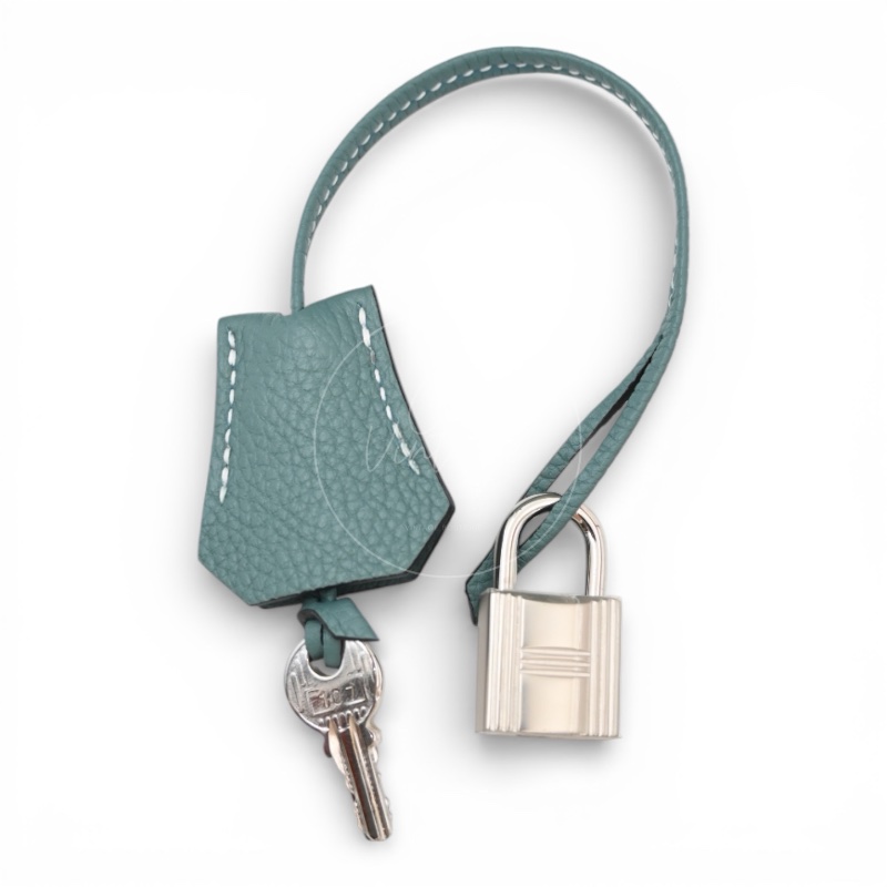 [Pre-owned] Hermes Kelly Ghillies 32 Turquoise Doblis Suede Clemence Evercolor Tricolour PHW Bag-29