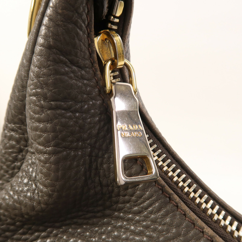 PRADA 牛皮皮革Shoulder Bag金扣肩背袋-14