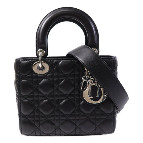 Dior 羊皮皮革Lady Dior銀扣手挽肩背兩用袋