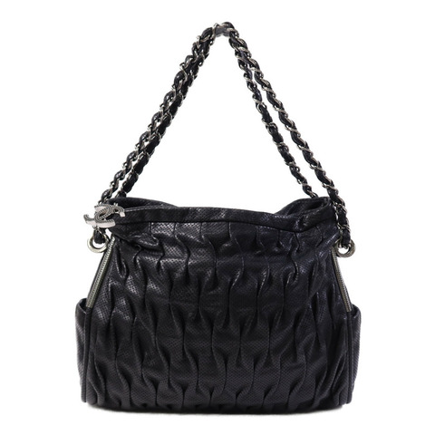 CHANEL 牛皮皮革Chain Shoulder銀扣鏈帶肩背袋