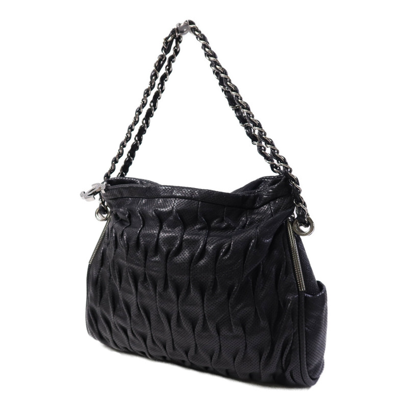 CHANEL 牛皮皮革Chain Shoulder銀扣鏈帶肩背袋-1