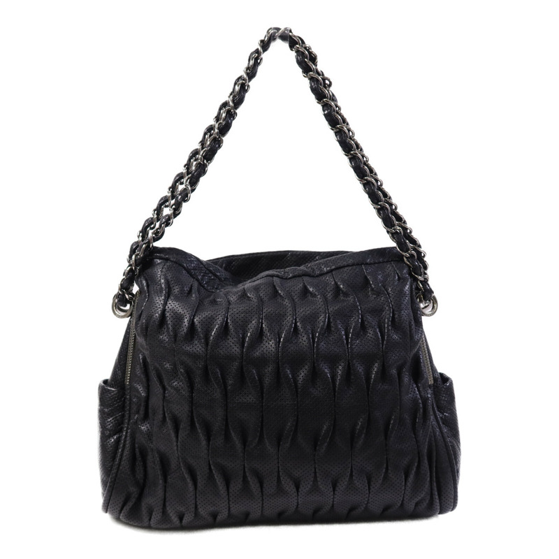 CHANEL 牛皮皮革Chain Shoulder銀扣鏈帶肩背袋-2