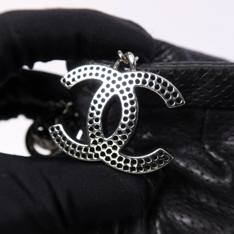 CHANEL 牛皮皮革Chain Shoulder銀扣鏈帶肩背袋-6