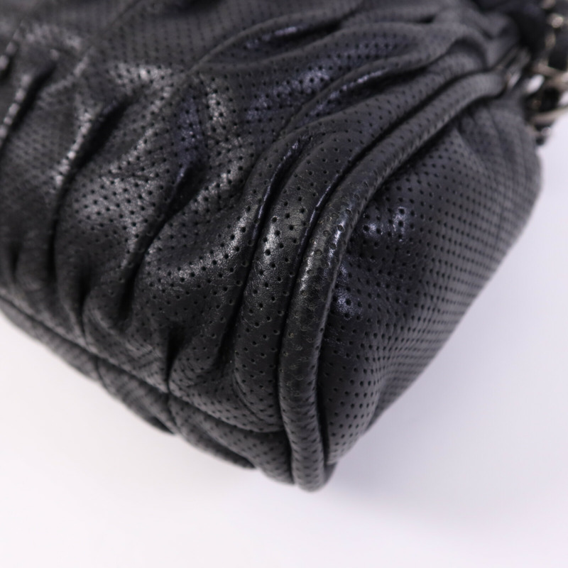 CHANEL 牛皮皮革Chain Shoulder銀扣鏈帶肩背袋-10