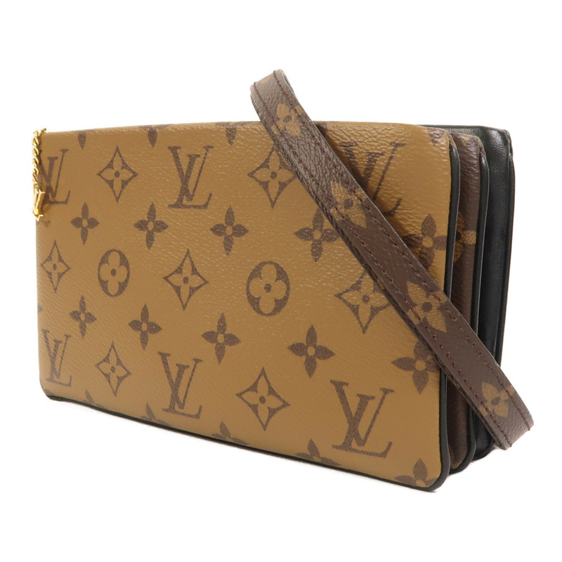 LOUIS VUITTON Monogram/Monogram Reverse Pochette LV 3金扣肩背袋-2