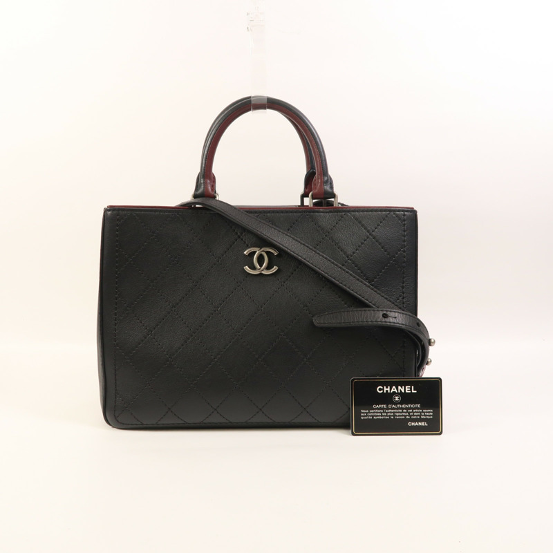 CHANEL 牛皮皮革2 Way Shoulder銀扣手挽肩背兩用袋-9