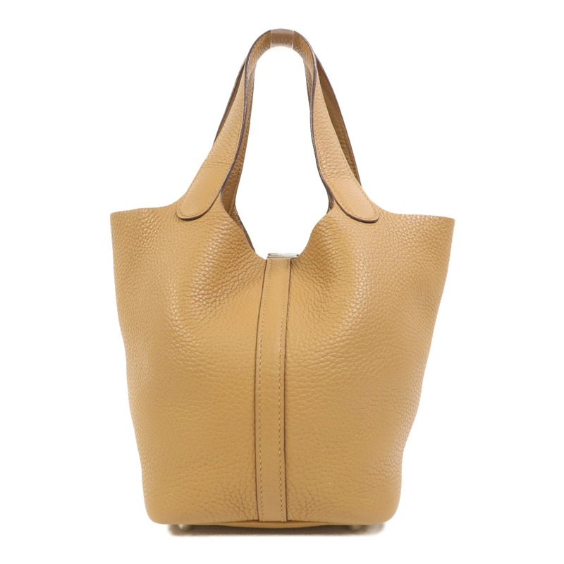 HERMES Clemence皮革Picotin PM銀扣手挽袋Sesame-1