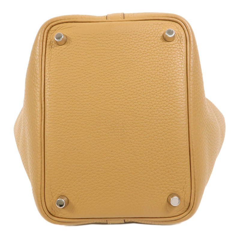 HERMES Clemence皮革Picotin PM銀扣手挽袋Sesame-3