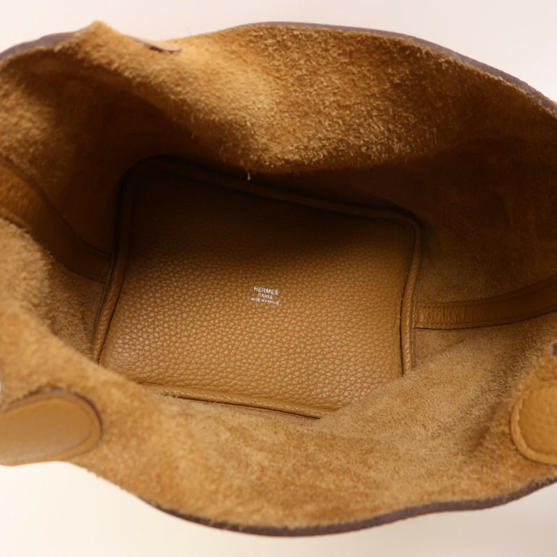 HERMES Clemence皮革Picotin PM銀扣手挽袋Sesame-4