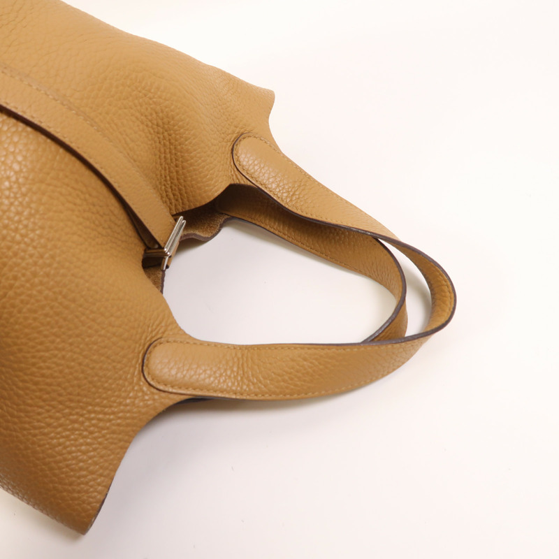 HERMES Clemence皮革Picotin PM銀扣手挽袋Sesame-7