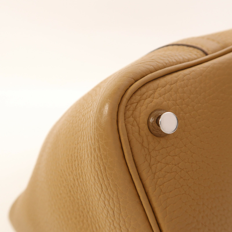 HERMES Clemence皮革Picotin PM銀扣手挽袋Sesame-12