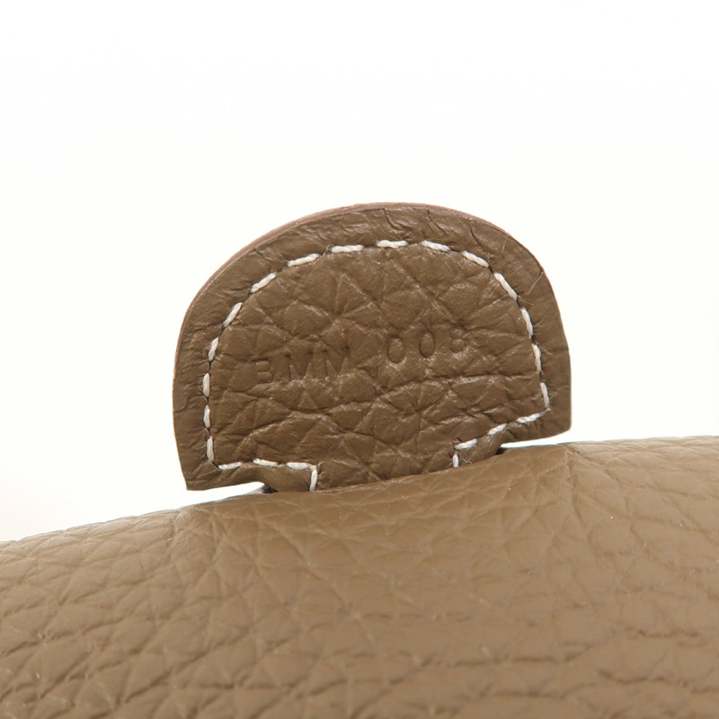 HERMES Clemence皮革Evelyne PM銀扣肩背袋Etoupe-7