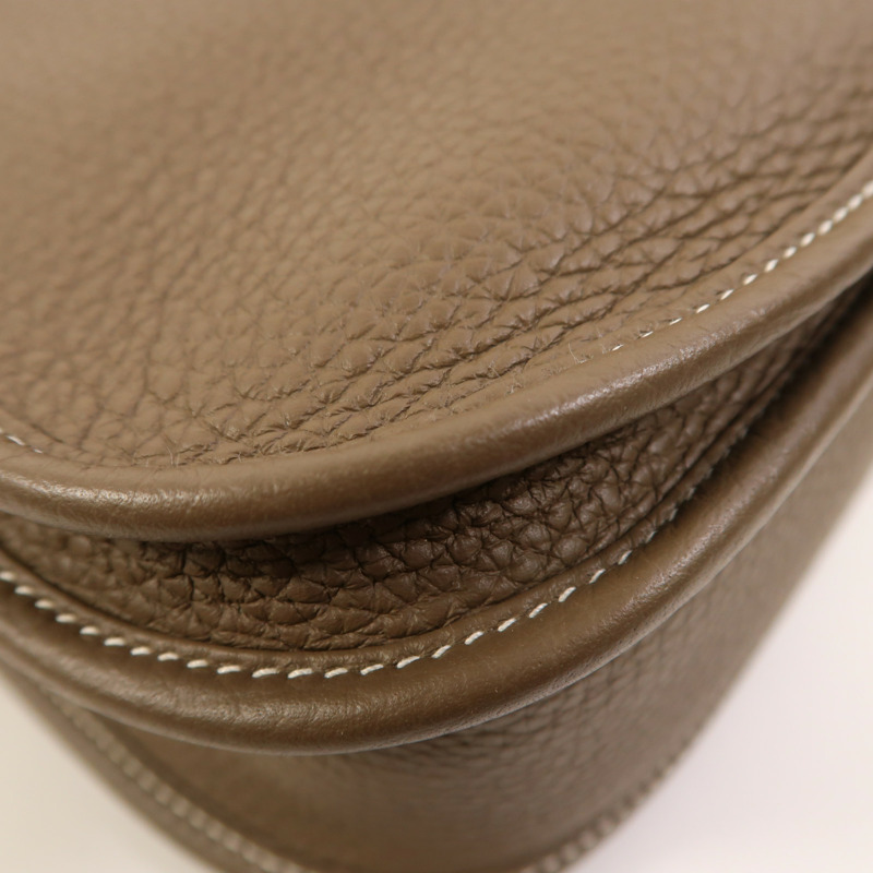 HERMES Clemence皮革Evelyne PM銀扣肩背袋Etoupe-12