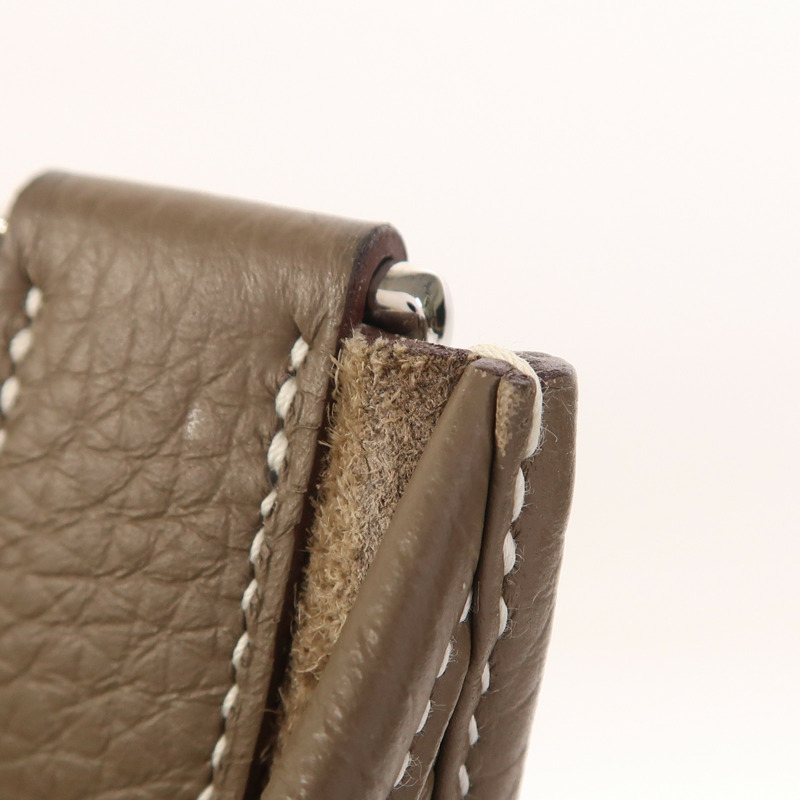 HERMES Clemence皮革Evelyne PM銀扣肩背袋Etoupe-14