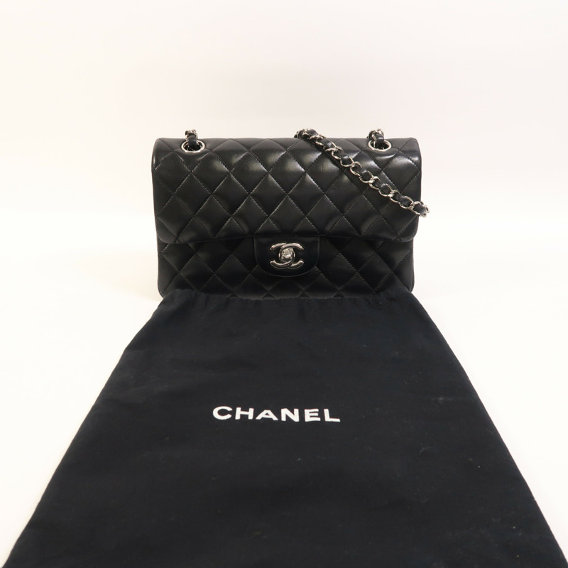 CHANEL 羊皮皮革Classic 23銀扣鏈帶肩背袋-9