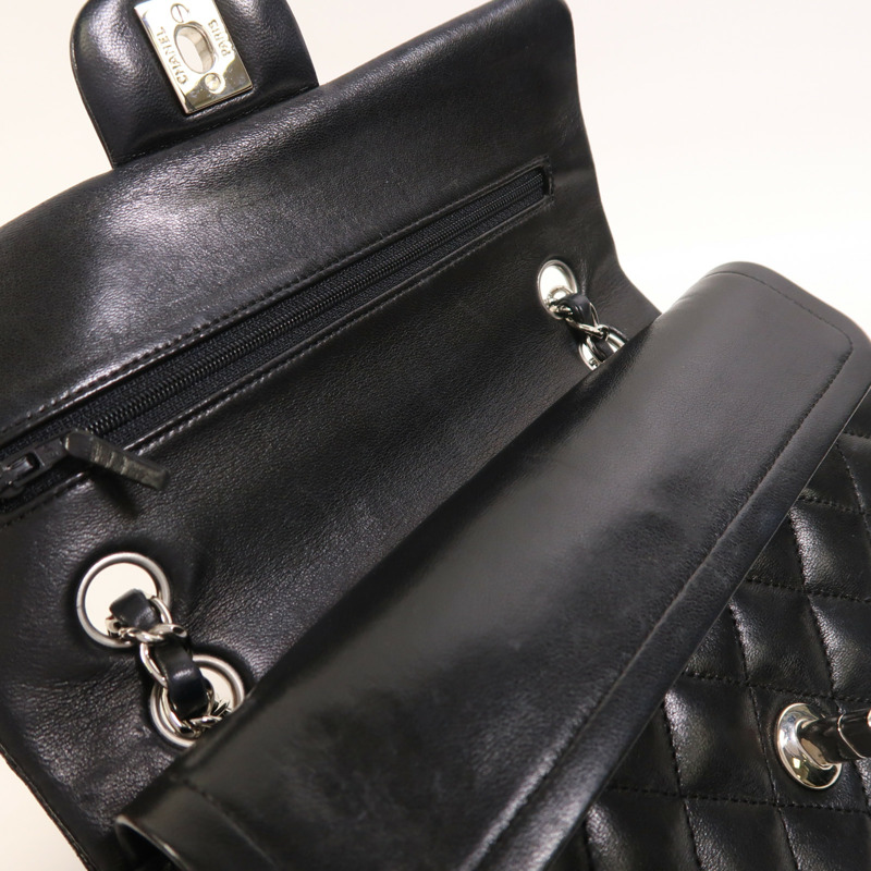 CHANEL 羊皮皮革Classic 23銀扣鏈帶肩背袋-14