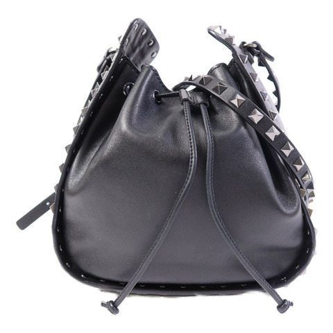 Valentino 牛皮皮革Bucket銀扣肩背袋