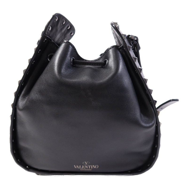 Valentino 牛皮皮革Bucket銀扣肩背袋-1