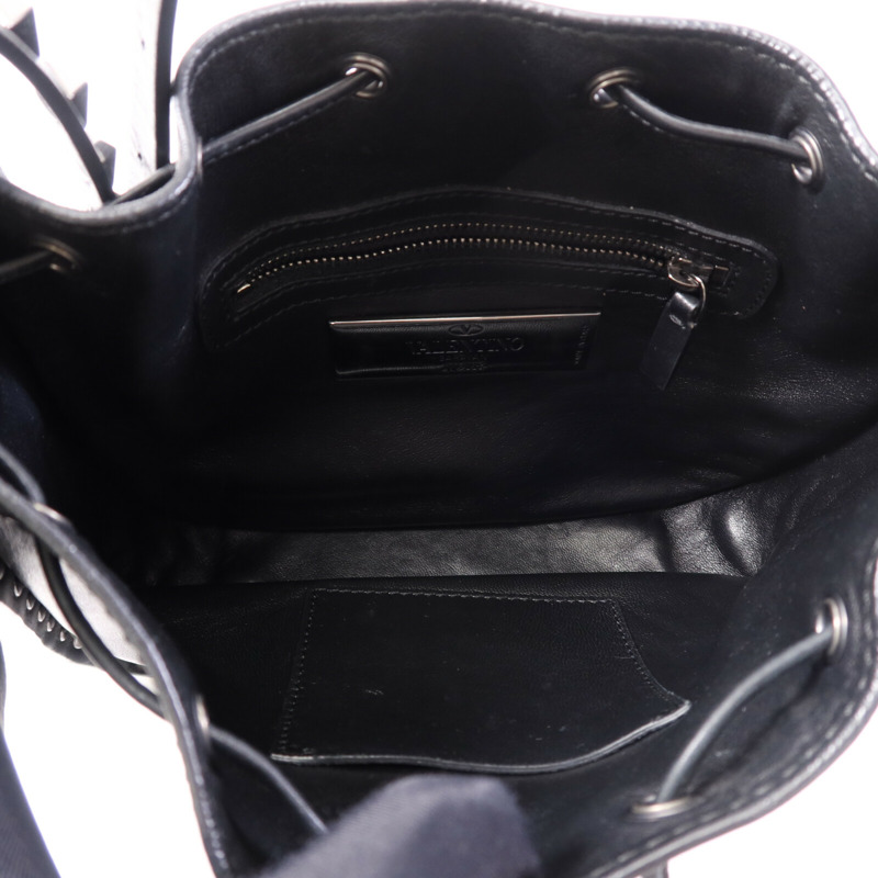 Valentino 牛皮皮革Bucket銀扣肩背袋-4