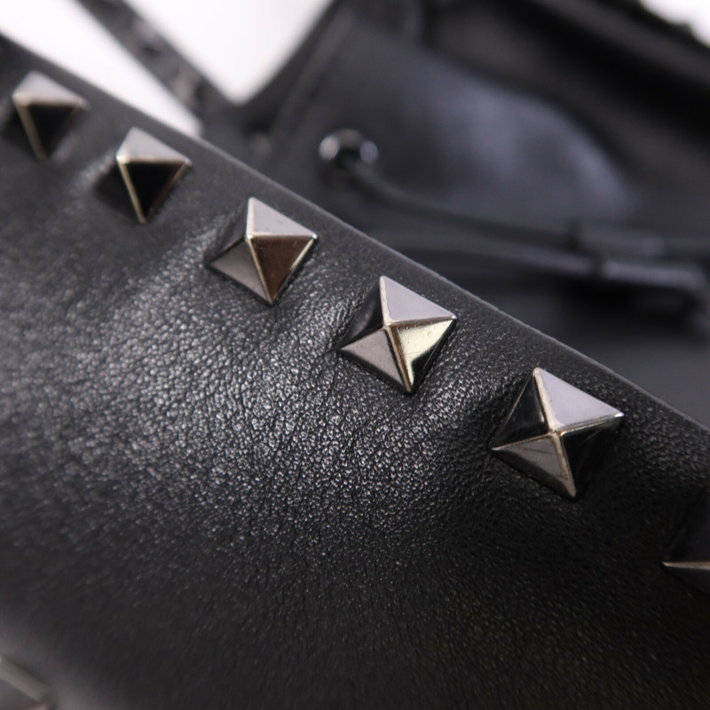 Valentino 牛皮皮革Bucket銀扣肩背袋-6