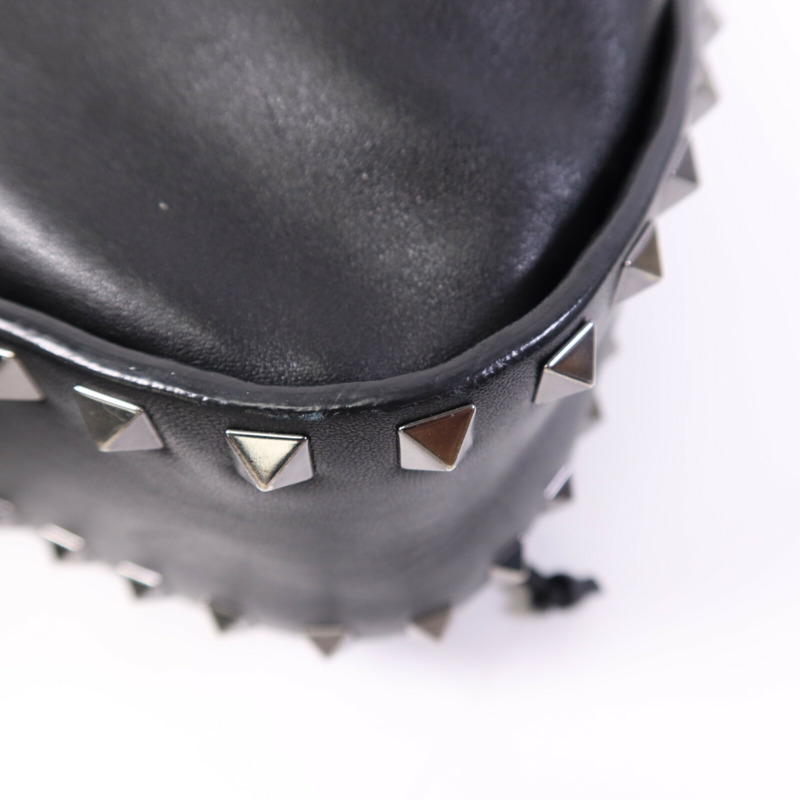 Valentino 牛皮皮革Bucket銀扣肩背袋-11