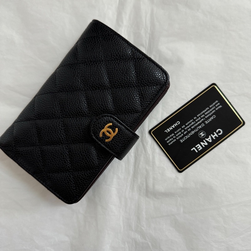 Chanel黑金荔枝皮中夾-0