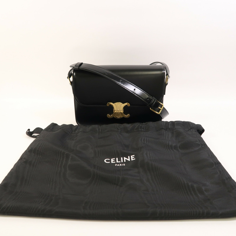 CELINE 牛皮皮革Classique Triomphe金扣肩背袋-8