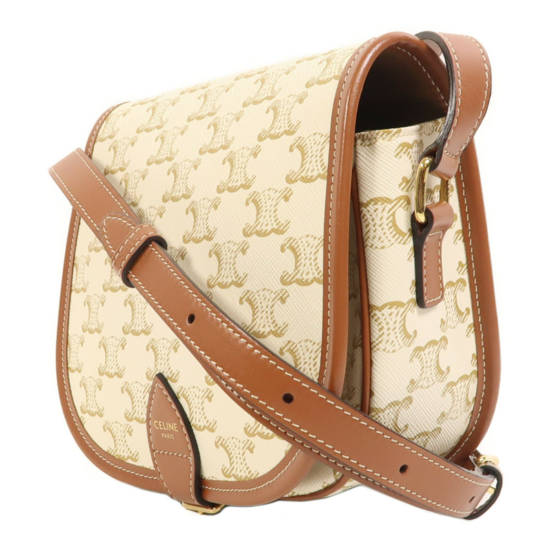 CELINE 塗層帆布Folco Medium金扣肩背袋-2