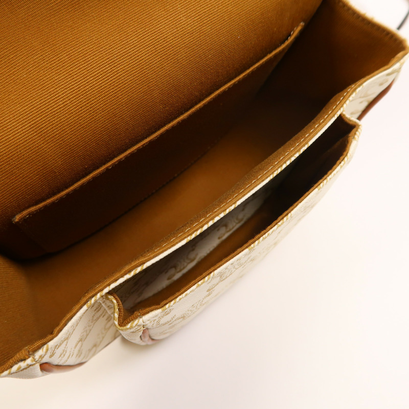 CELINE 塗層帆布Folco Medium金扣肩背袋-4