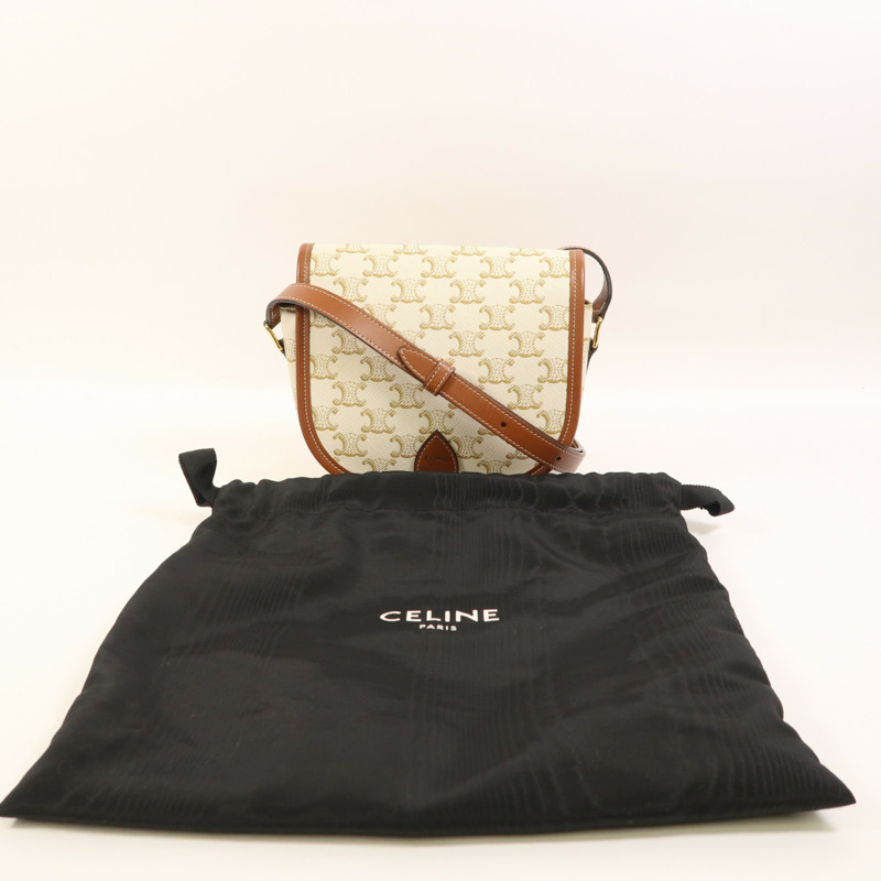 CELINE 塗層帆布Folco Medium金扣肩背袋-8