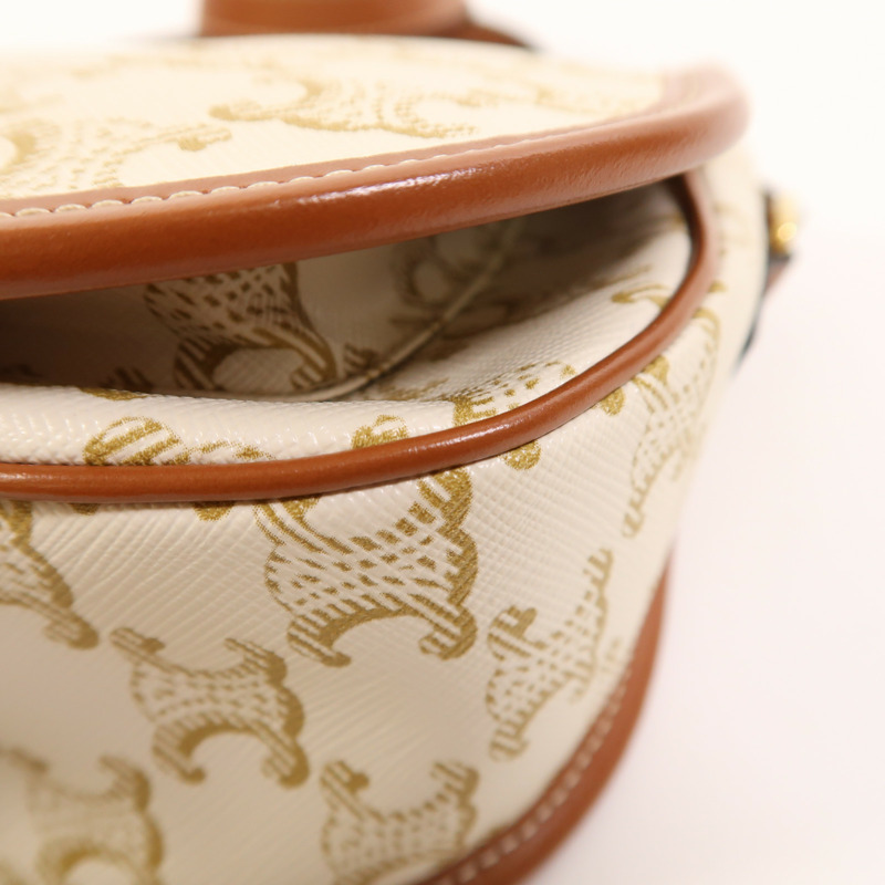 CELINE 塗層帆布Folco Medium金扣肩背袋-9