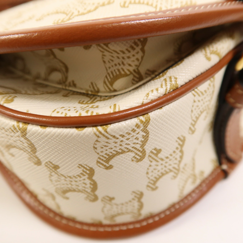 CELINE 塗層帆布Folco Medium金扣肩背袋-10