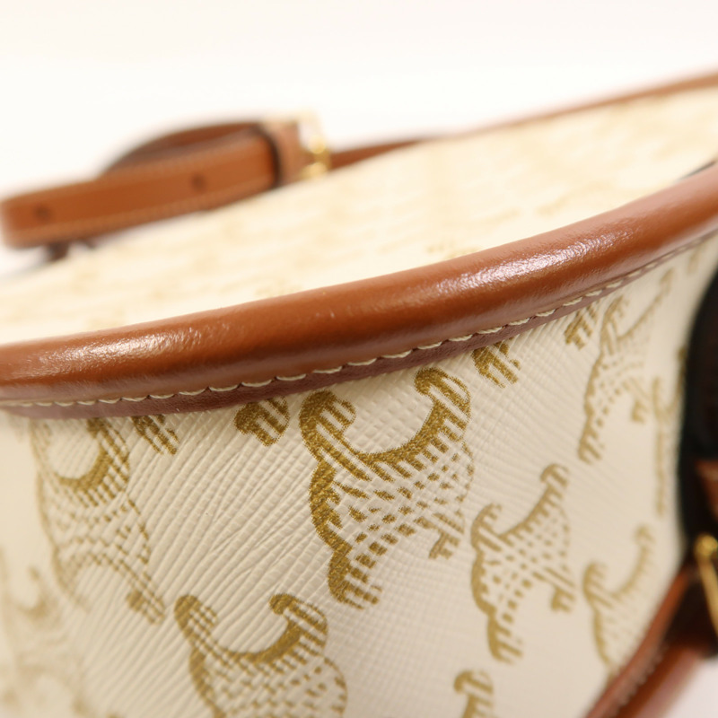 CELINE 塗層帆布Folco Medium金扣肩背袋-12