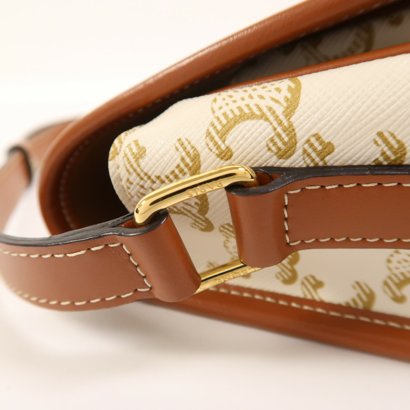 CELINE 塗層帆布Folco Medium金扣肩背袋-14