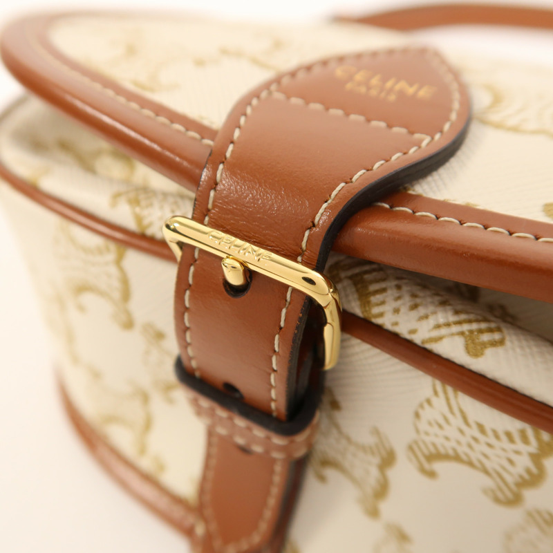 CELINE 塗層帆布Folco Medium金扣肩背袋-15