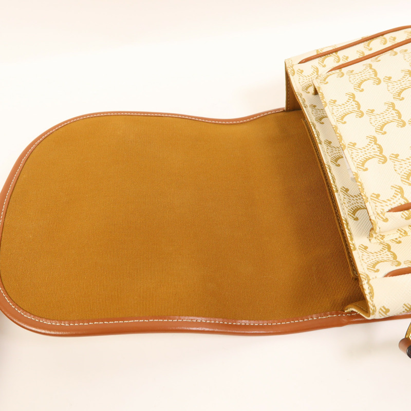 CELINE 塗層帆布Folco Medium金扣肩背袋-16