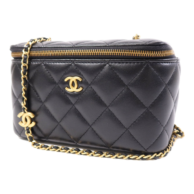 CHANEL 羊皮皮革Vanity Case金扣鏈帶肩背袋-2