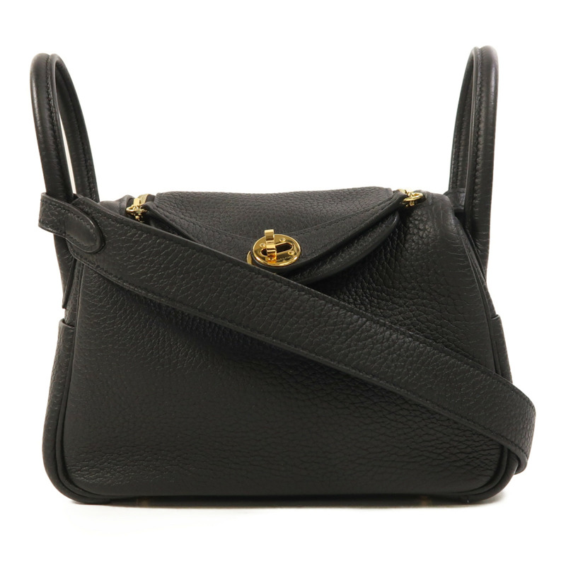 HERMES Clemence皮革Mini Lindy金扣手挽肩背兩用袋-0