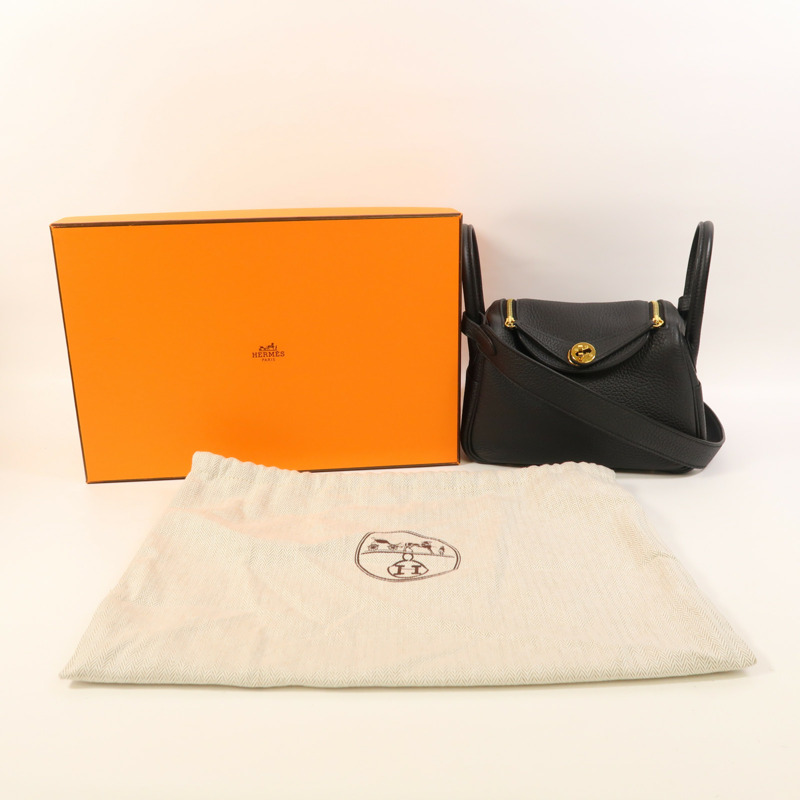 HERMES Clemence皮革Mini Lindy金扣手挽肩背兩用袋-8