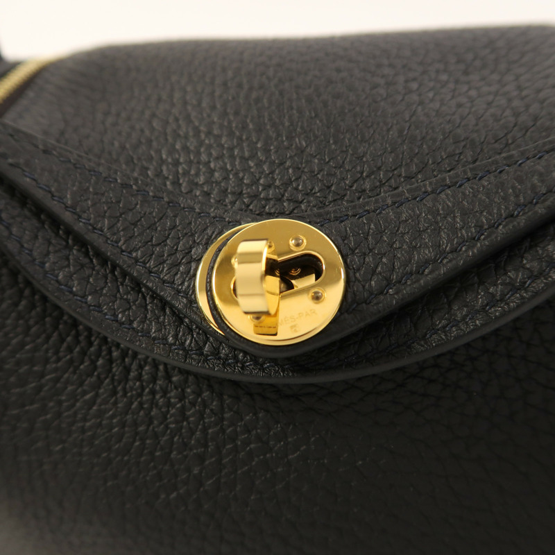 HERMES Clemence皮革Mini Lindy金扣手挽肩背兩用袋-9