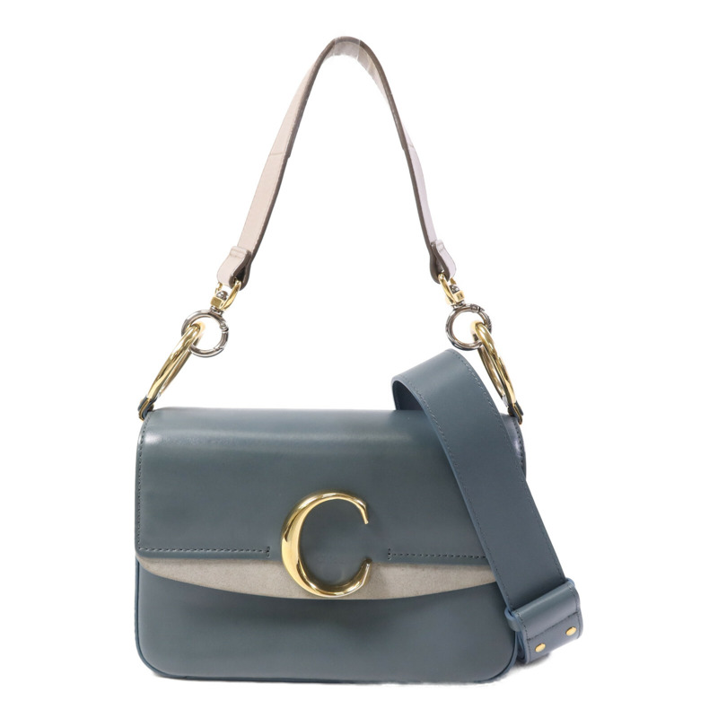 Chloe 牛皮皮革Small C Double Carry Bag金扣肩背袋-0
