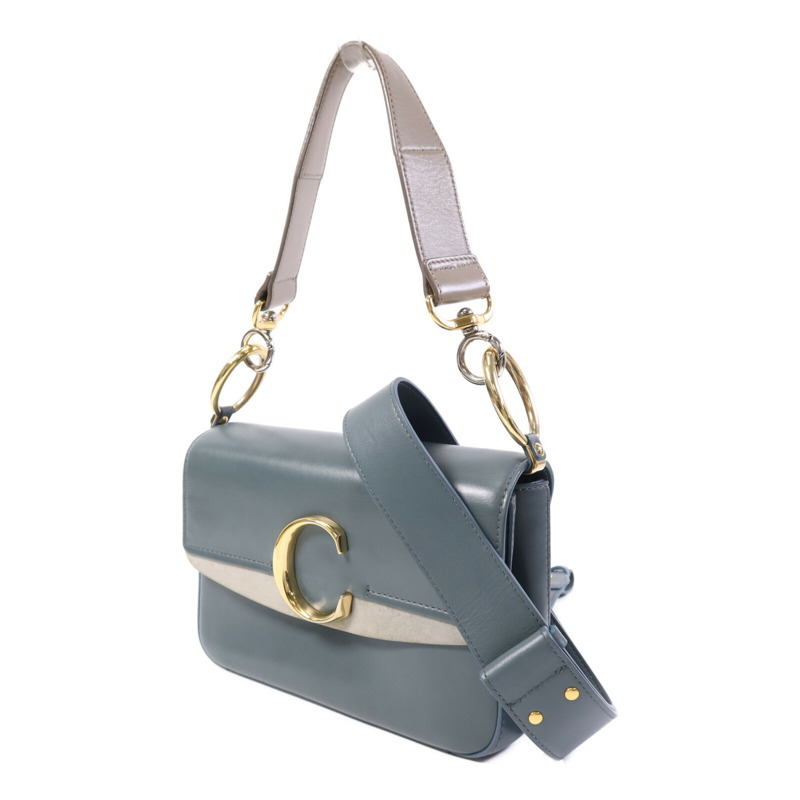 Chloe 牛皮皮革Small C Double Carry Bag金扣肩背袋-2