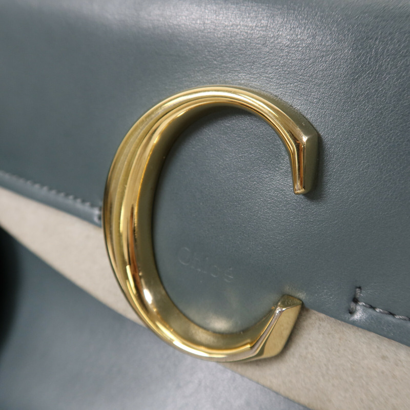 Chloe 牛皮皮革Small C Double Carry Bag金扣肩背袋-6